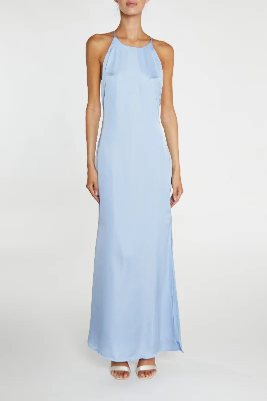 summer dressGigi Cornflower Blue Side-Split Halterneck Maxi-Dress